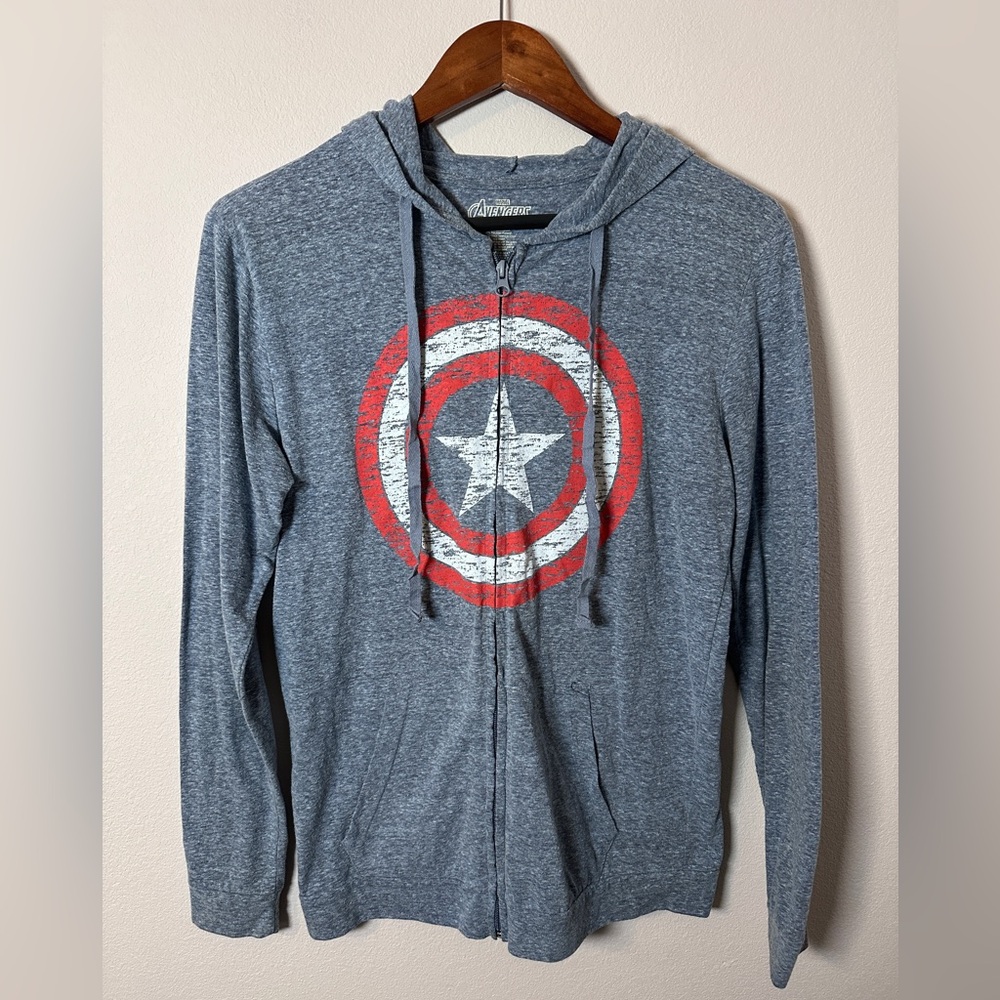 Marvel Captain America Blue Hoodie men’s long sleeve size medium
